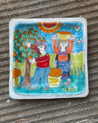 Giovanni De Simone – piatto quadrato in ceramica