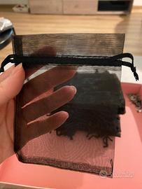 50 sacchetti in tessuto nero per bijoux/packaging
