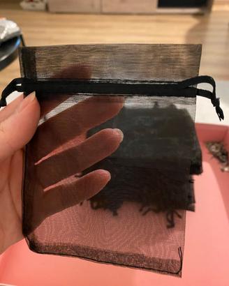 50 sacchetti in tessuto nero per bijoux/packaging