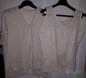 COMPLETO GEMELLI BEIGE TRICOT DA DONNA TAGLIA L
