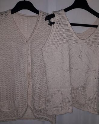 COMPLETO GEMELLI BEIGE TRICOT DA DONNA TAGLIA L