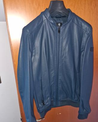 giubbetto in pelle blu datch