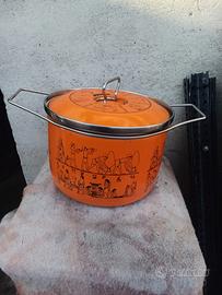 Pentole e coperchi smaltati vintage Siltal anni 70