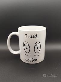 Tazza "I NEED COFFEE" 350ml - Fatta a mano ☕