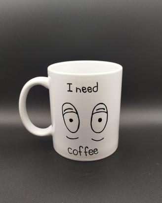 Tazza "I NEED COFFEE" 350ml - Fatta a mano ☕
