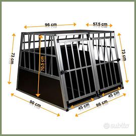 Trasportino kennel per cani in auto grande doppio
