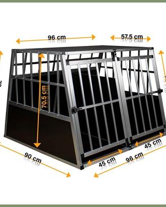 Trasportino kennel per cani in auto grande doppio
