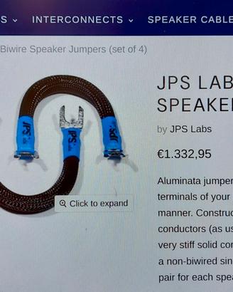 JPS LABS ALUMINATA SPEAKER JUMPERS SET DI 4 NUOVO