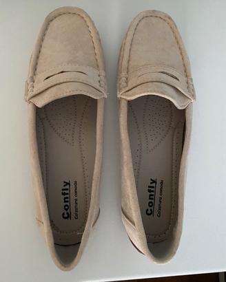 Mocassino panna pelle