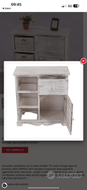 Comodini cassettiera shabby vintage legno paulonia