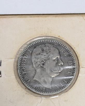 Moneta 2 Lire 1881 - Umberto I - Argento