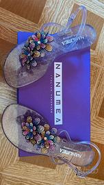 Sandali Nanume multicolor con fiori e strass tg 39