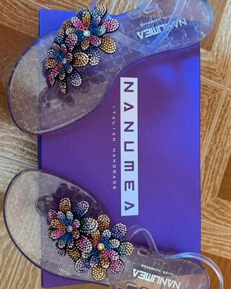 Sandali Nanume multicolor con fiori e strass tg 39