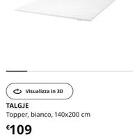 Topper materasso Ikea Talgje 140x200