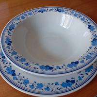 Insalatiera più piatto portata in ceramica decorat