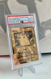 Carta pokemon PIKACHU ARITA PSA 8 metal