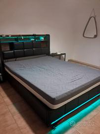 letto contenitore 140×200 con led e ricarica usb