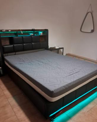 letto contenitore 140×200 con led e ricarica usb