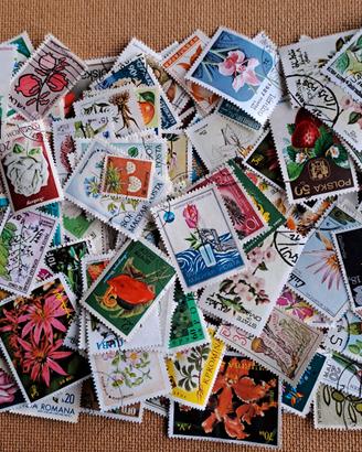 Lotto francobolli tematica FIORI 300 pezzi usati