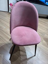 4 sedie velluto rosa antico