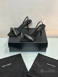 Tacco Saint Laurent Rendez-Vous n37 in raso nero