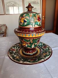 Vaso coperchio piatto ceramica artistica italiana