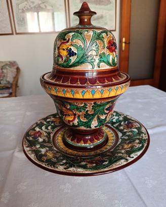 Vaso coperchio piatto ceramica artistica italiana