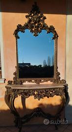 Set specchio barocco e consolle in marmo - Vintage