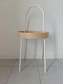 Tavolino IKEA BURVIK bianco e legno con maniglia