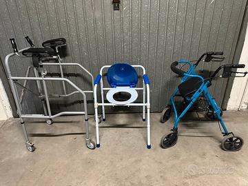 Due deambulatori e sedia da bagno. Zona Rustica