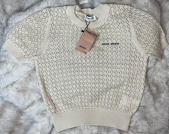 Maglia Miu Miu traforata beige