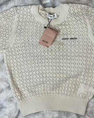 Maglia Miu Miu traforata beige