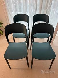 Set di 4 sedie colore verde petrolio