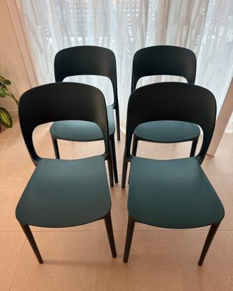 Set di 4 sedie colore verde petrolio