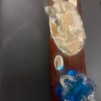 Quadretto con rosa argentata  e vetro e artistiico