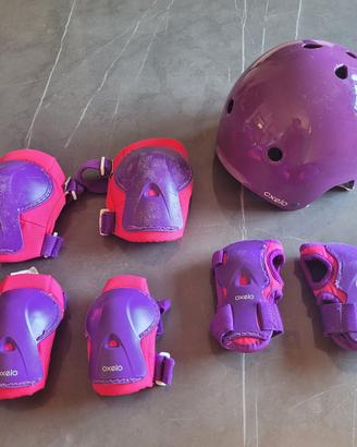 Kit Protezioni + Casco Bimba Oxelo (Decathlon) 
