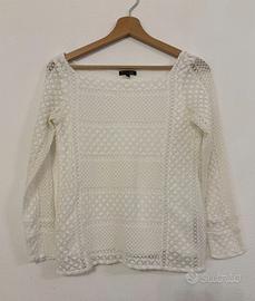 MASSIMO DUTTI Maglia blusa bianco panna ricamata