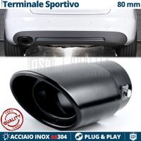 TERMINALE di Scarico OVALE Auto ACCIAIO Inox NERO