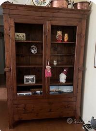 Libreria vetrina legno massello