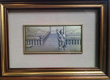 Quadro scultura argento Alliani vintage anni '70