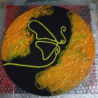 quadro rotondo farfalla giallo
