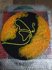 quadro rotondo farfalla giallo