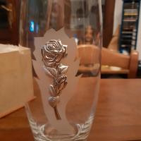 Vaso cristallo  con rosa argento 