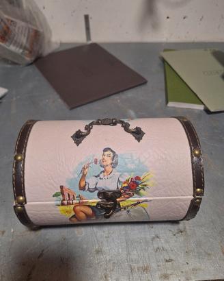 Bauletto portagioie vintage rosa