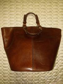 BORSA TOTE-VERO CUOIO-MARCA VISCONTI-MARRONE-NUOVA