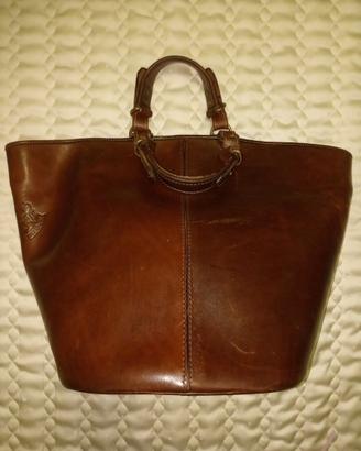 BORSA TOTE-VERO CUOIO-MARCA VISCONTI-MARRONE-NUOVA