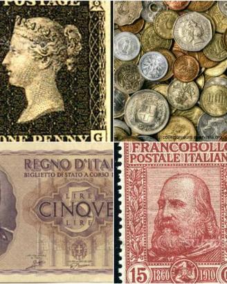 Vecchie cartoline di paesi banconote e monete cerc