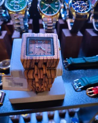 Orologio Rifle Natural Wood Cassa Quadrata Legno