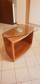 Porta tv in legno e cristallo girevole