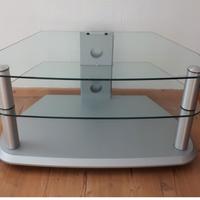 Tavolino in cristallo per supporto TV/Hi-Fi